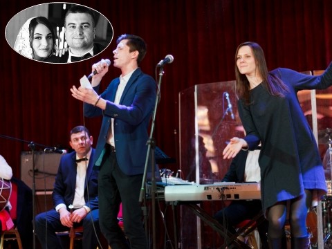 Dennis Kotelnikov singing, Ksenia Kotelnikova dancing, Magomet Gamzatov wedding